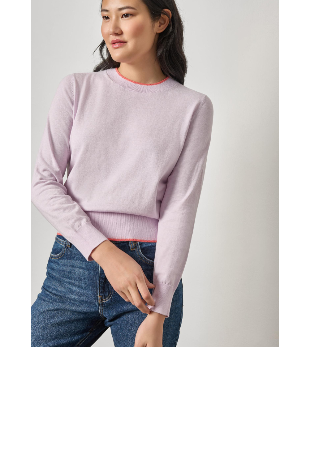 Picot Edge Crewneck Sweater - Wisteria