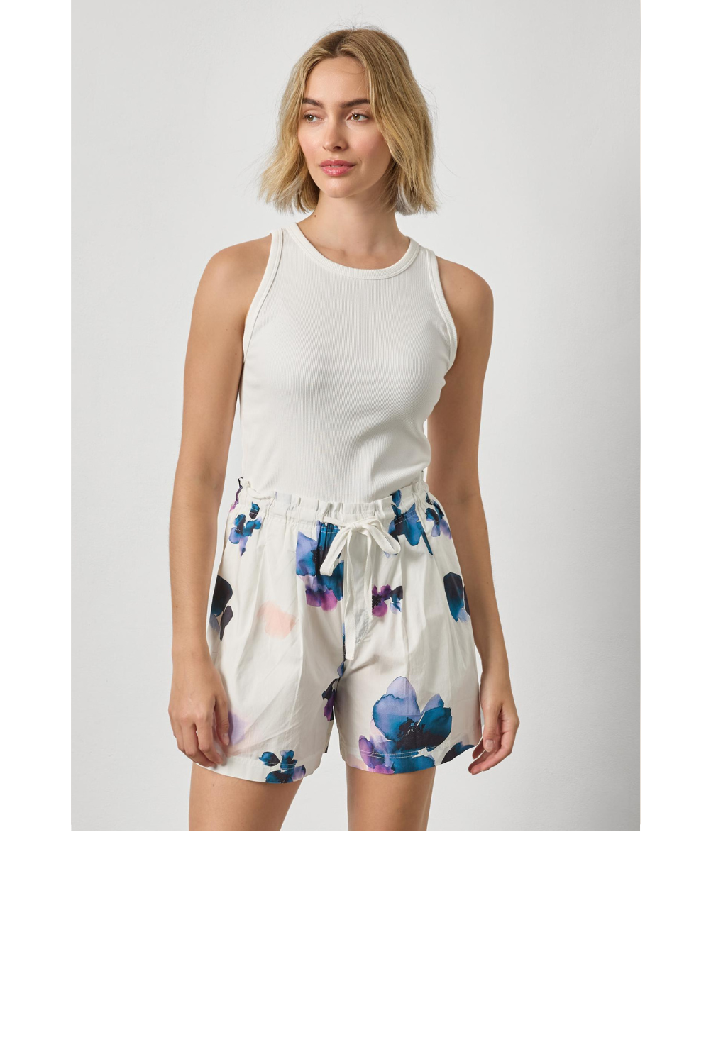 Pleat Waist Short - Orchid Print