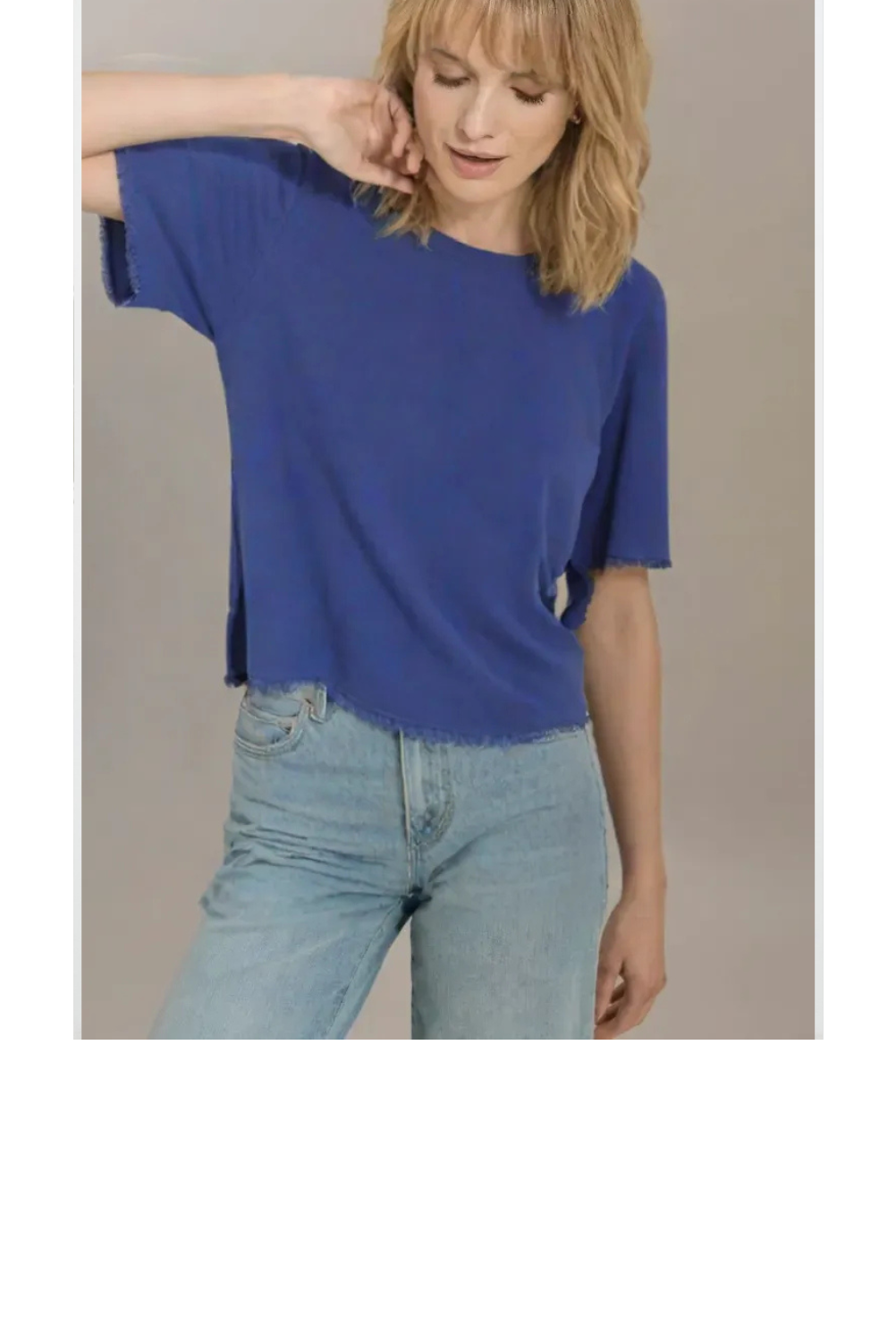 Elbow Sleeve Fringe Sweater - Navy