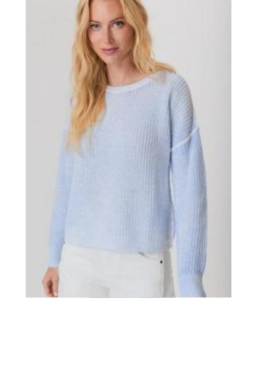 Whitewash Shaker Crewneck Sweater - Chambray