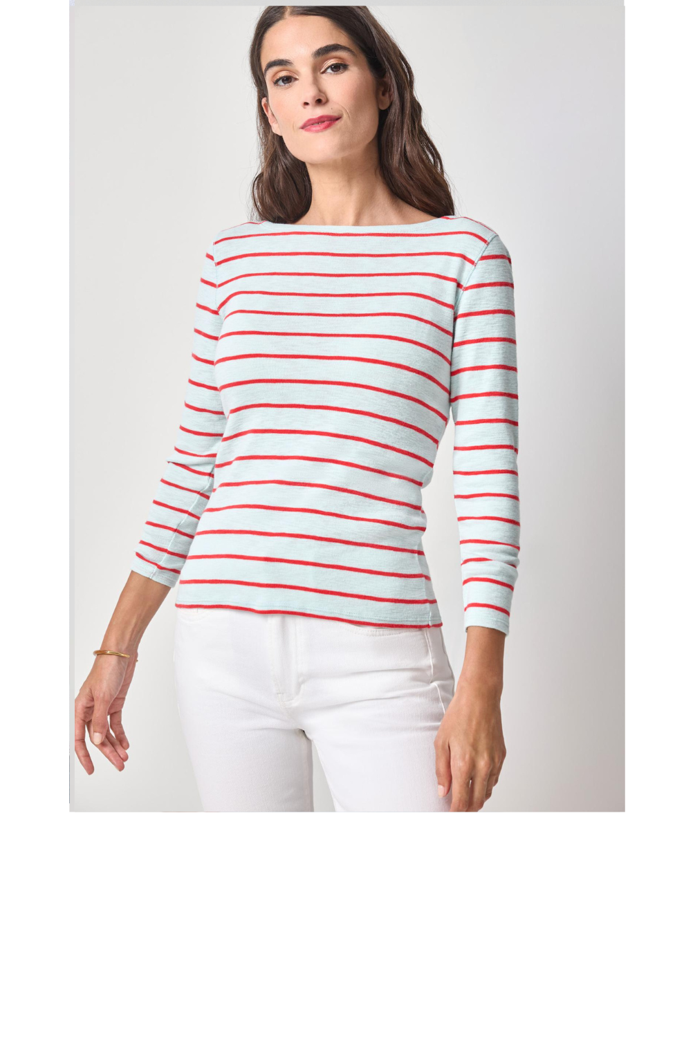 Striped Boatneck Tee - Seabreeze Stripe