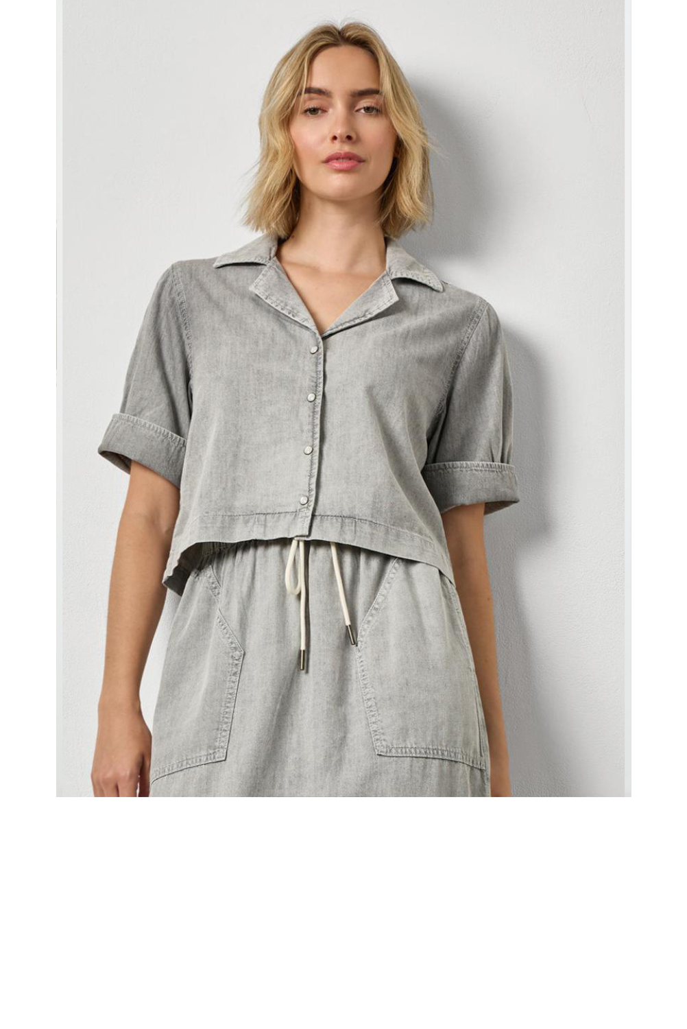 Denim Cuffed Shirt - Grey Wash