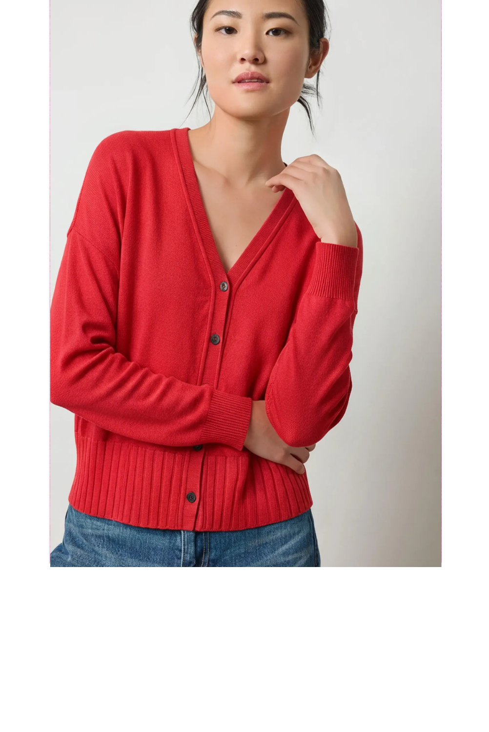 Wide Rib Hem Cardigan - Clay