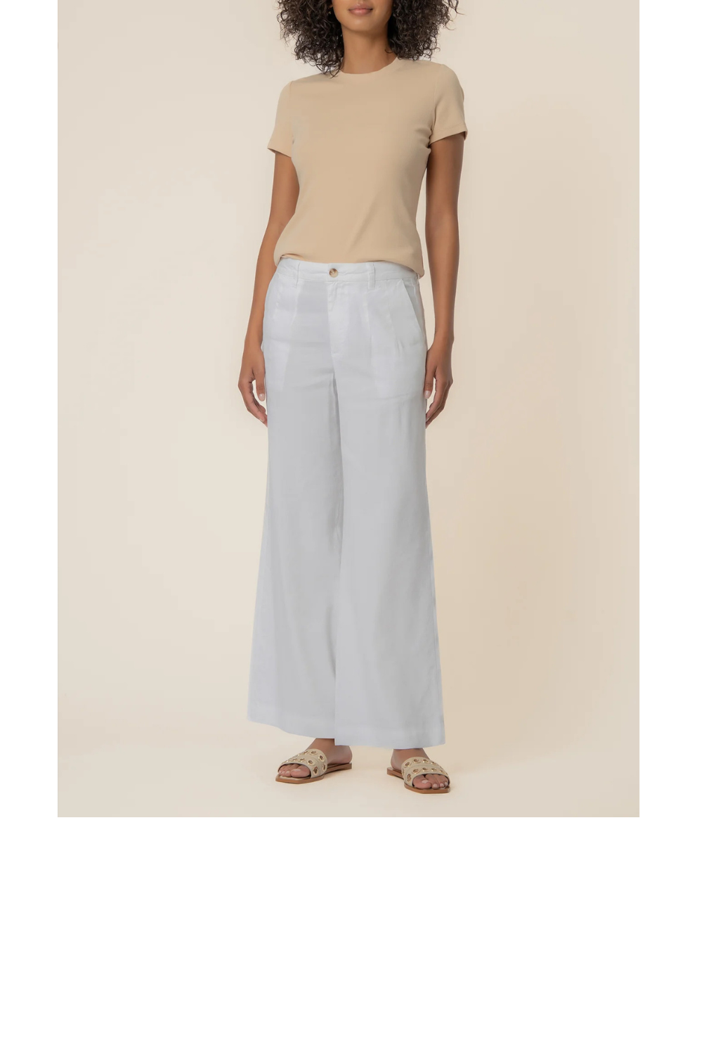 Front Pleat High Rise Wide Straight Leg Pant -White