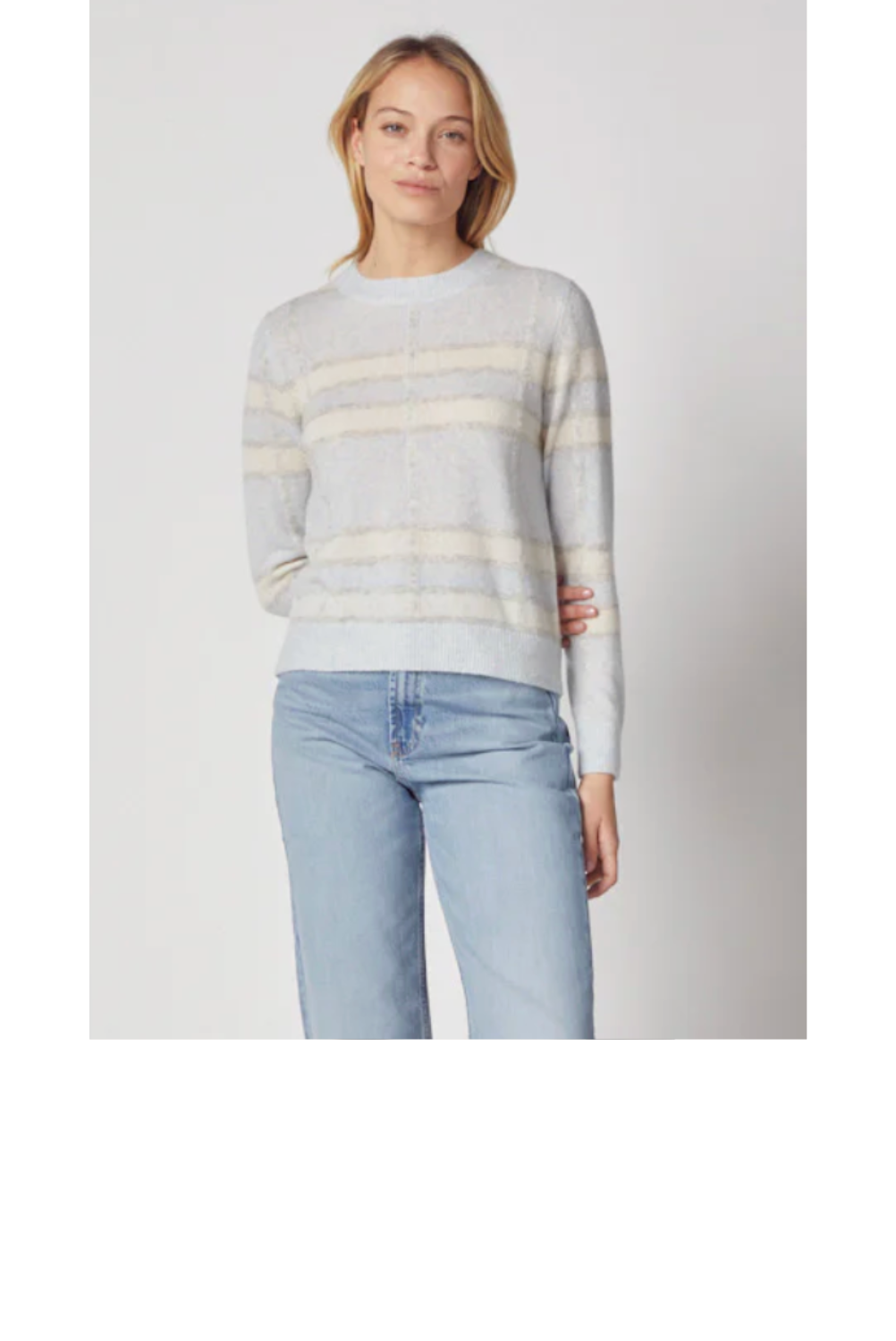 Plaid Crewneck Cashmere Sweater - Arctic Mist