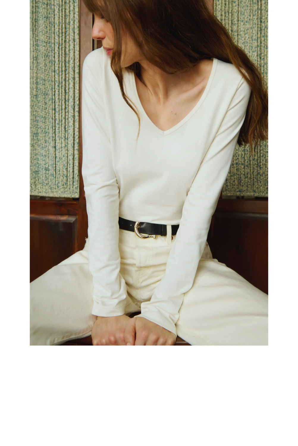 Demi V-Neck Top -Porcelain