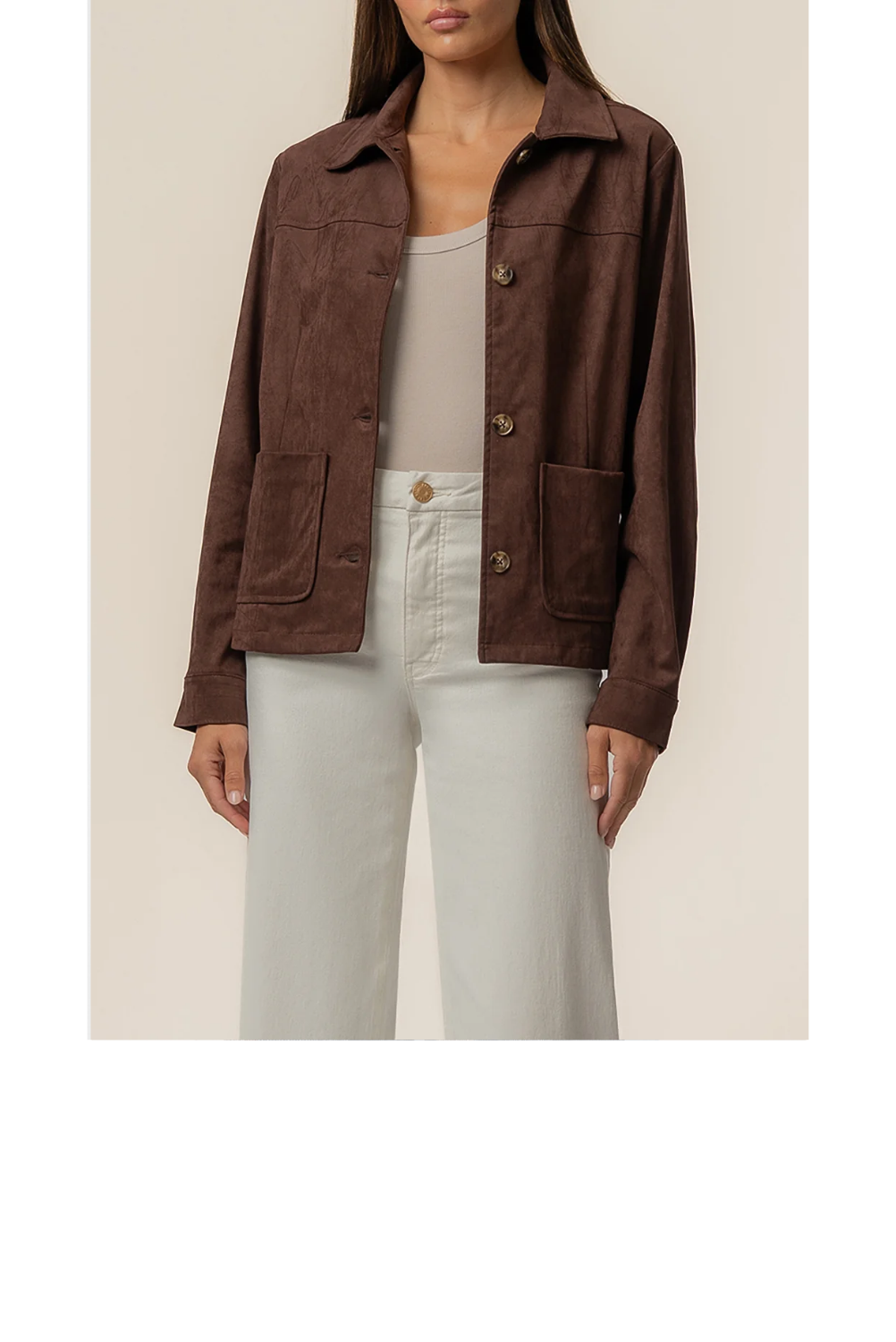 Dakota Faux Suede Jacket — Chocolate