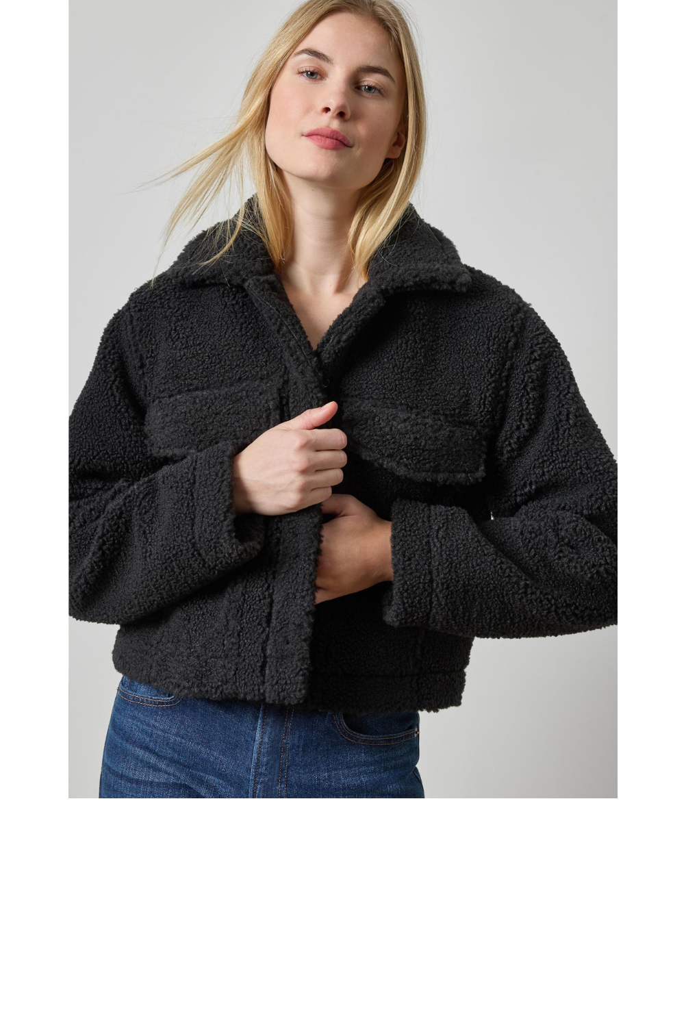 Sherpa Collared Jacket - Black