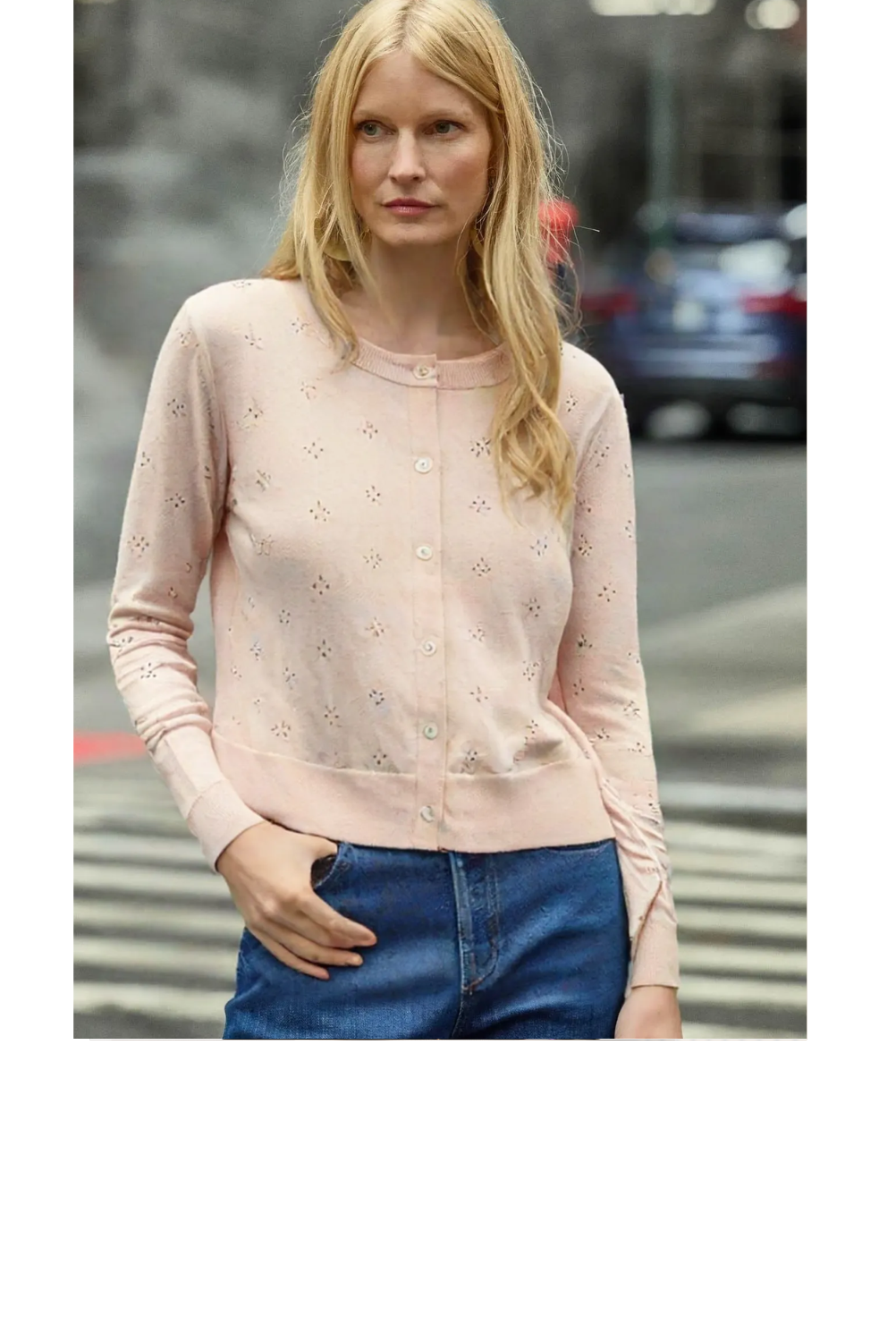 Pointelle Cardigan - Petal