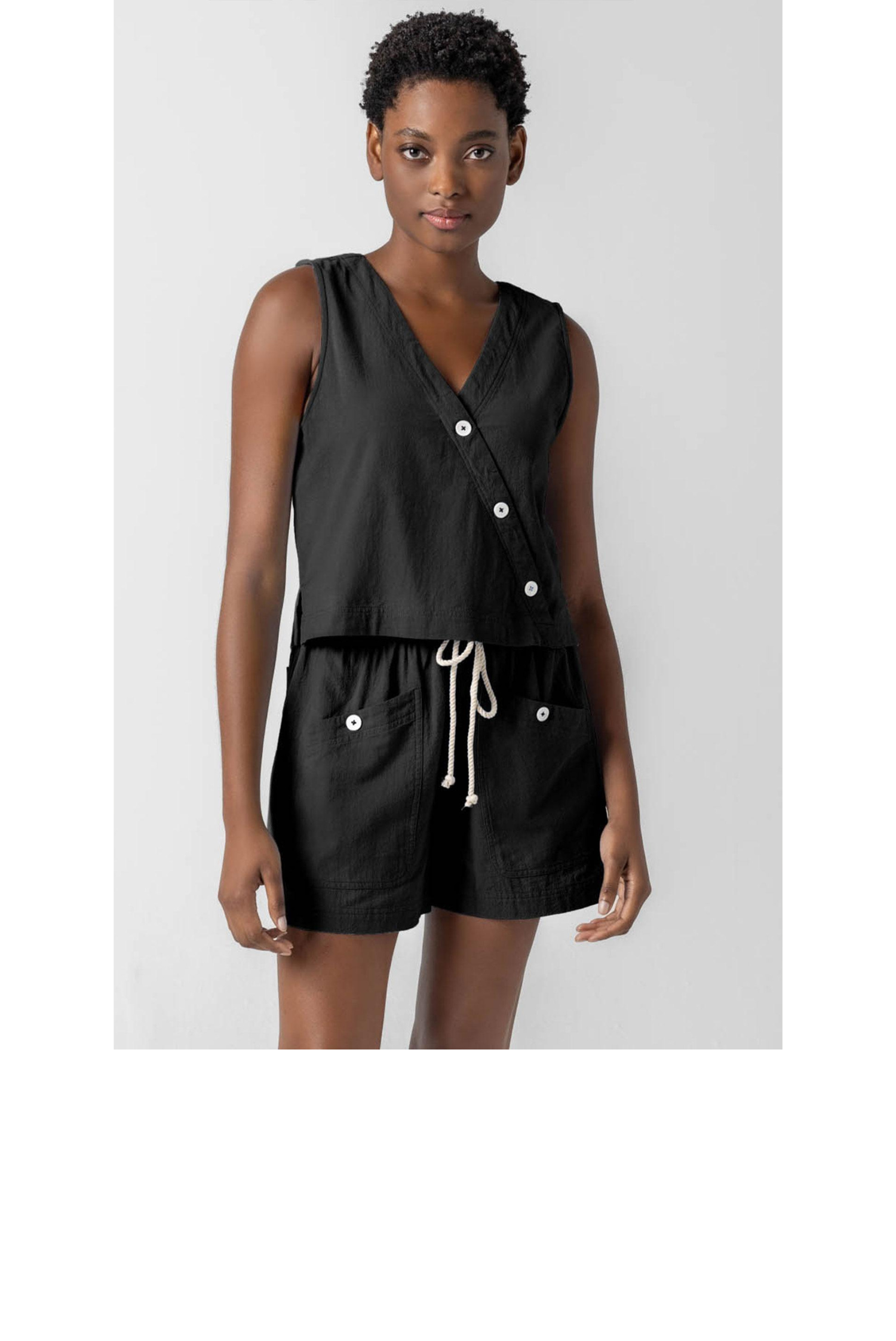 Cross Front Sleeveless Top - Black