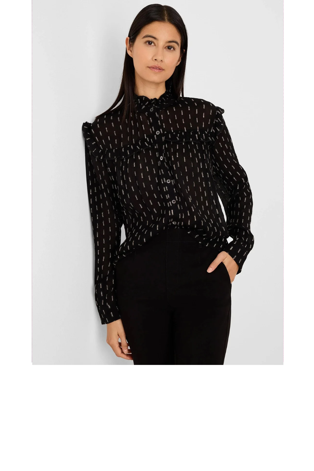 Mayfair Nights Chiffon Shirt - Black Multi