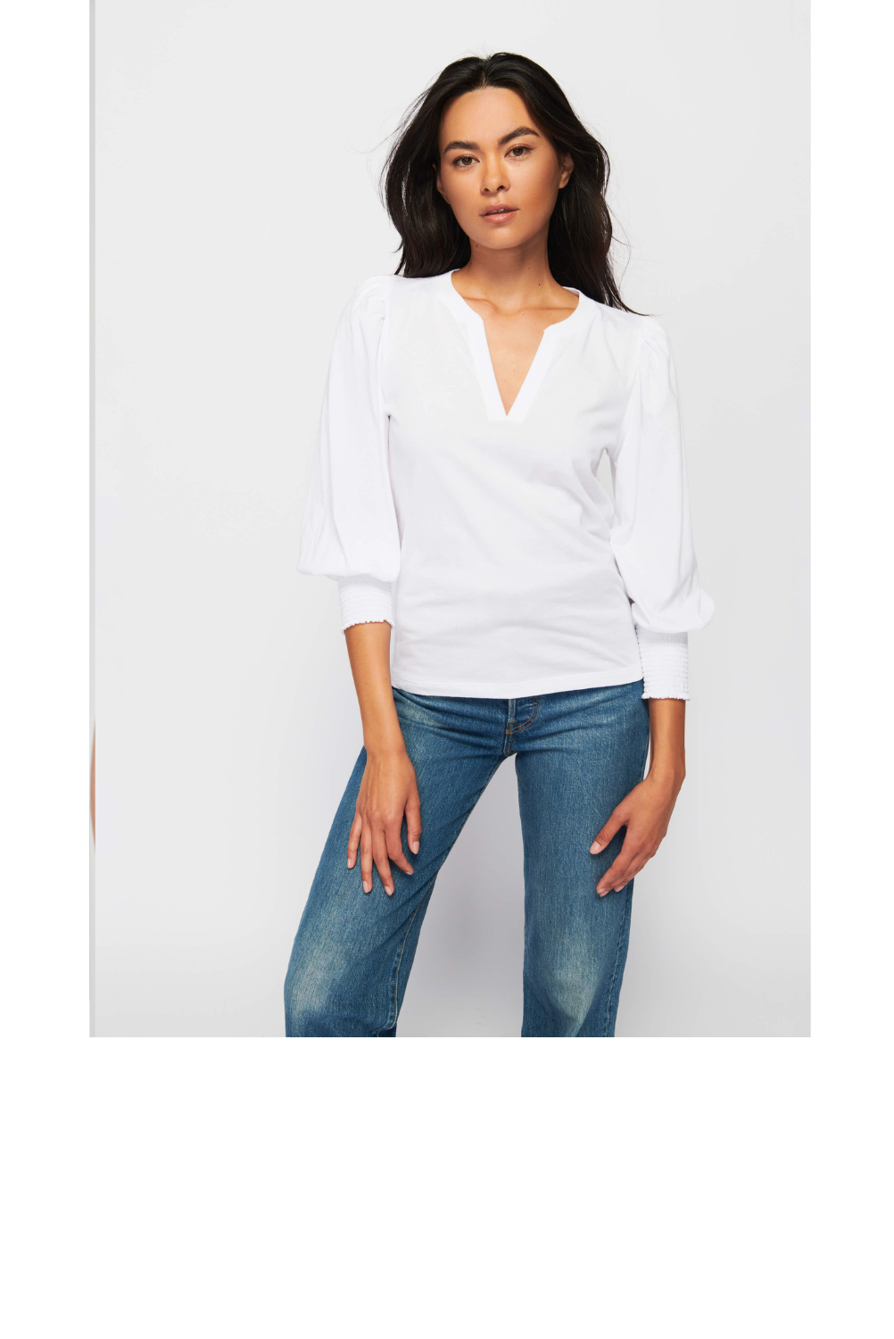 Flora Peasant Tee - White