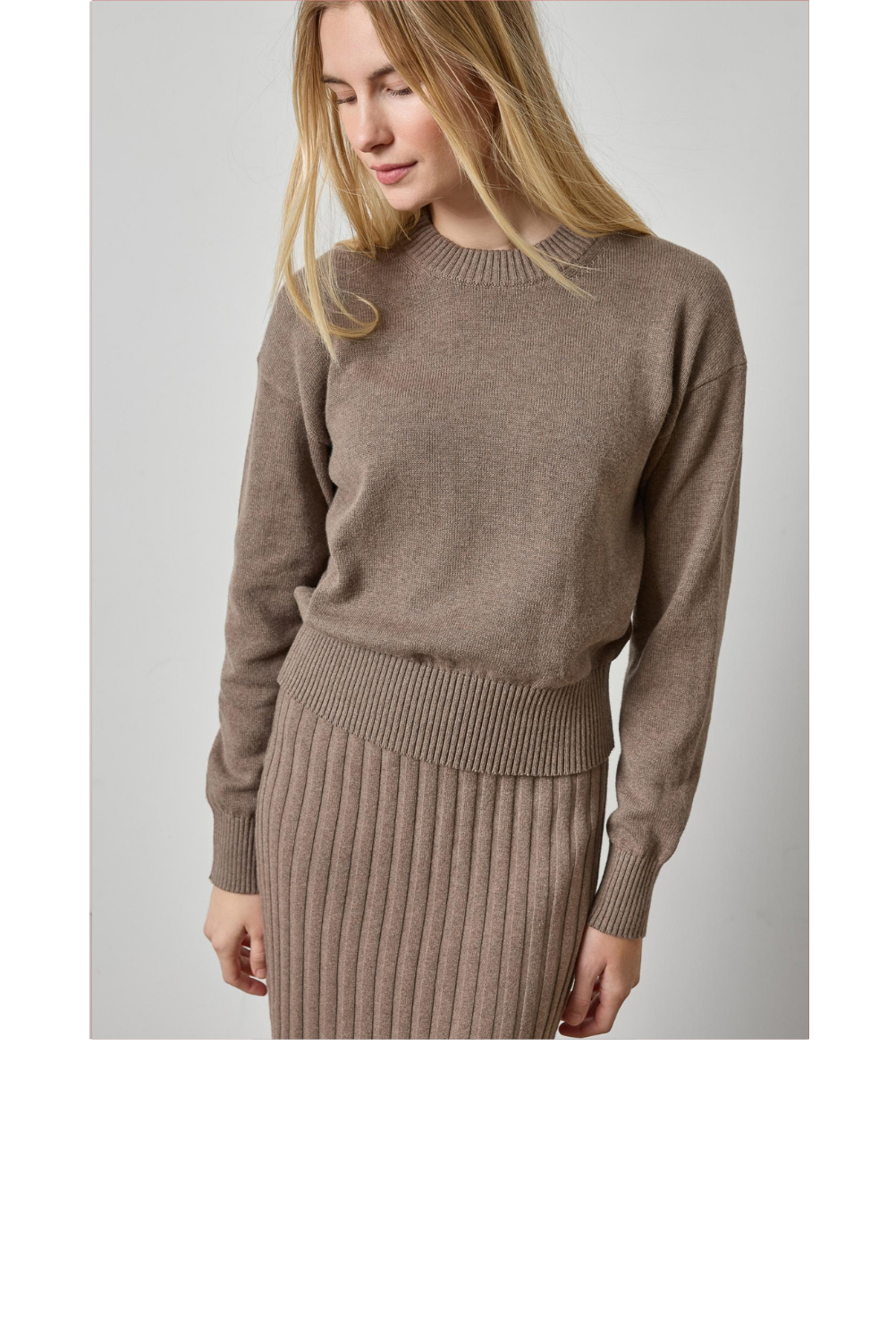 Relaxed Cotton Cashmere Crewneck Sweater - Mink