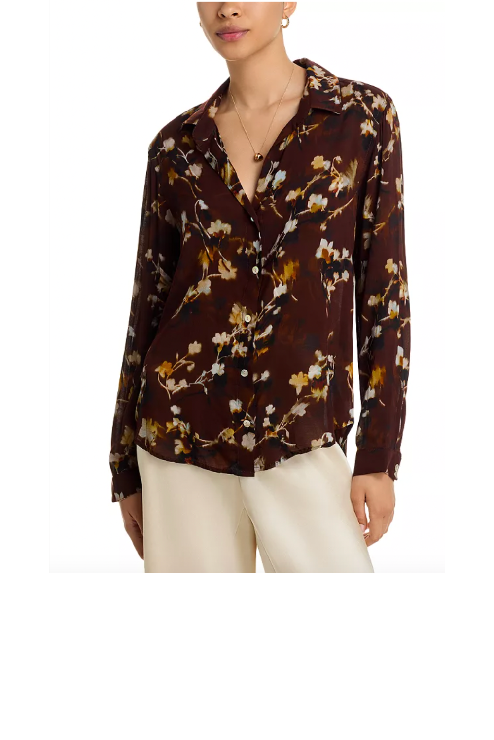 Button Down Shirt -Blurred Blooms Print