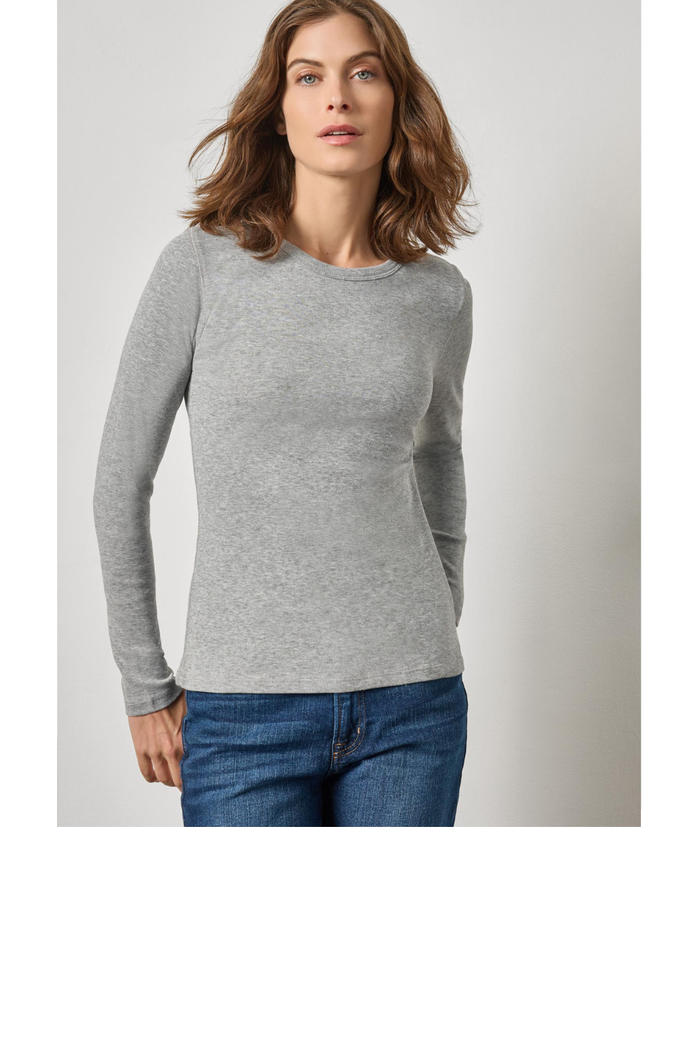 Long Sleeve Crew Neck Tee - Heather Grey