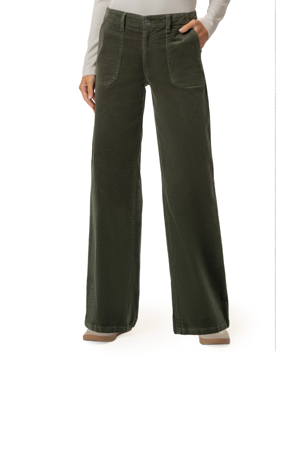 Wide Leg Corduroy Pants -Forest