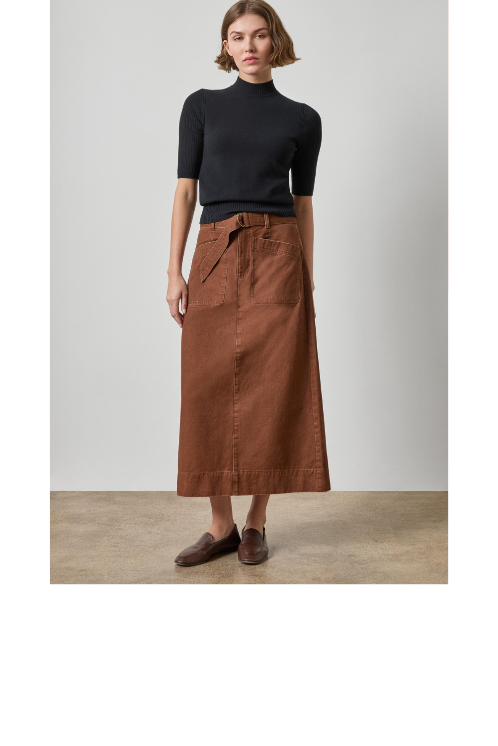 The Everyday Twill Midi - Chestnut