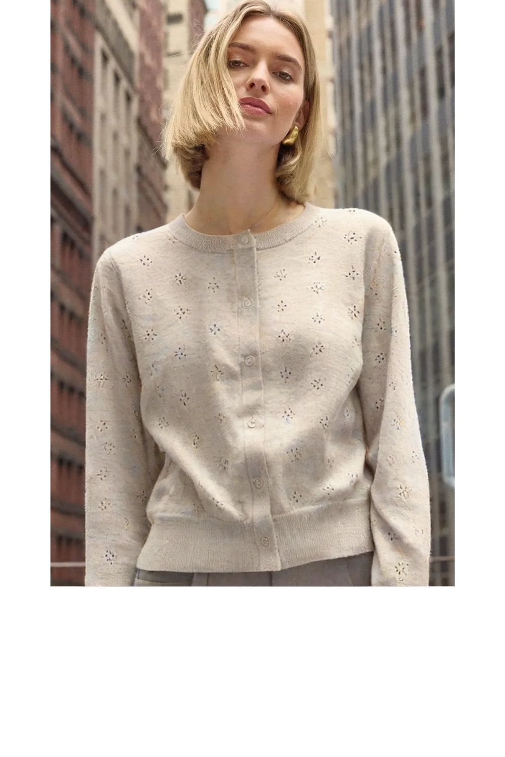 Pointelle Cardigan - Oatmeal