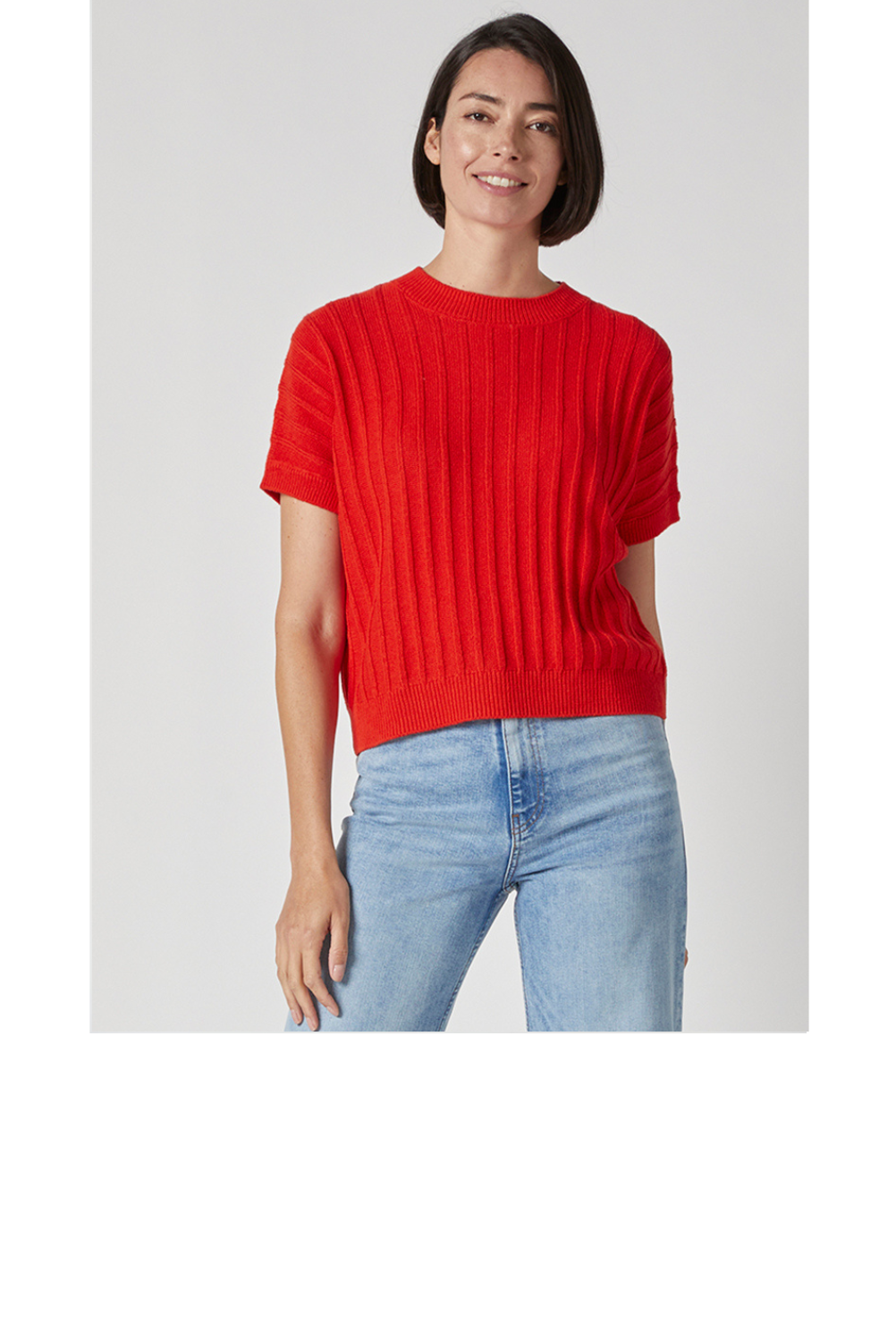 Wide Rib Extended Shoulder Crewneck - Red