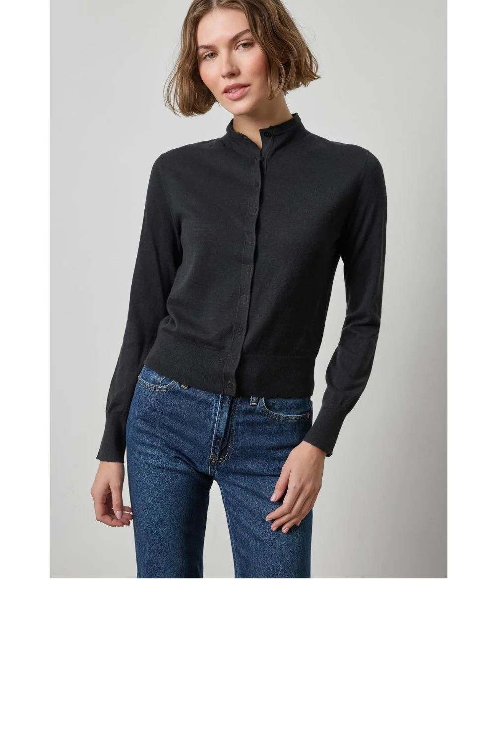 Funnel Neck Cardigan - Black