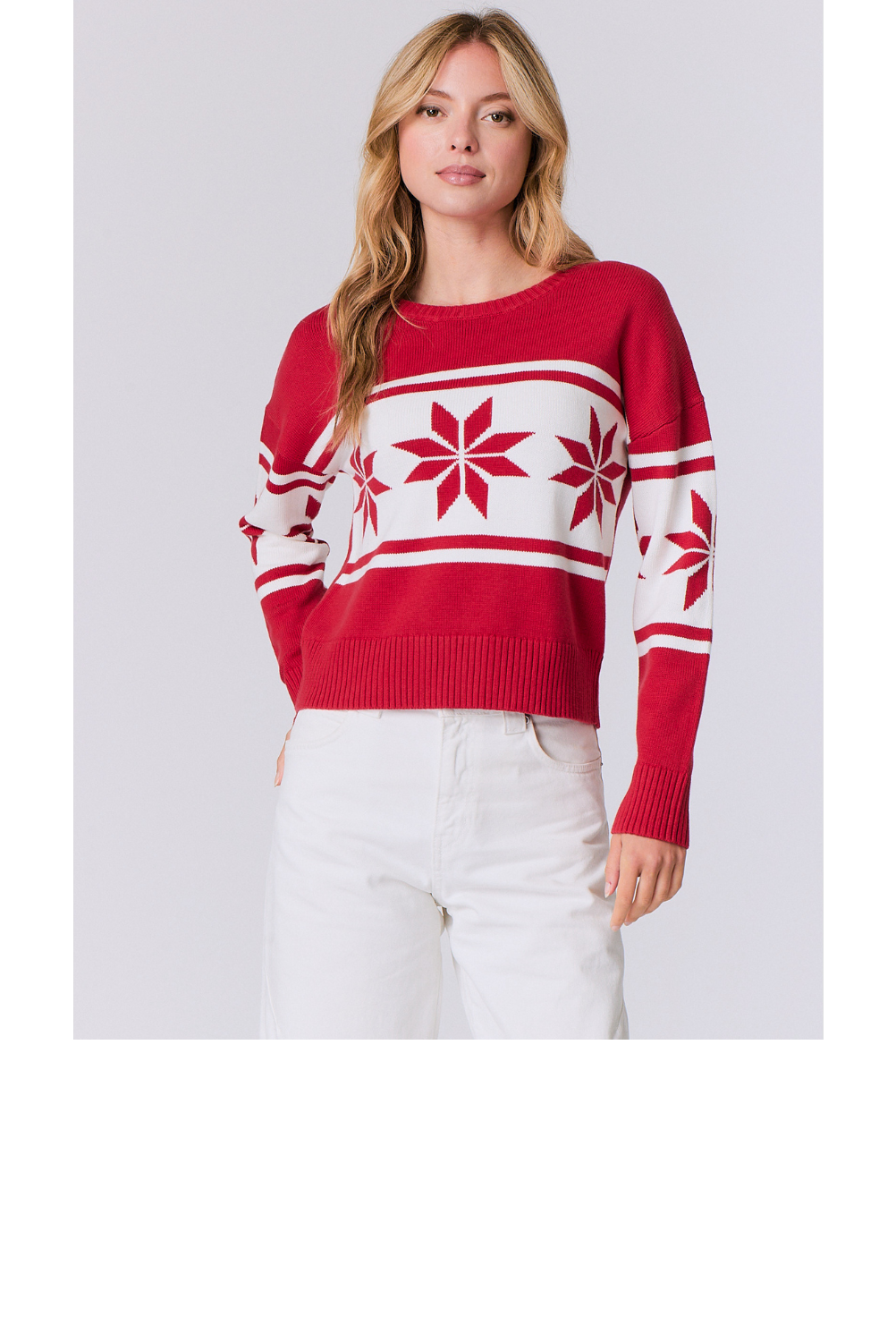 Snowflake Crewneck Sweater - Red