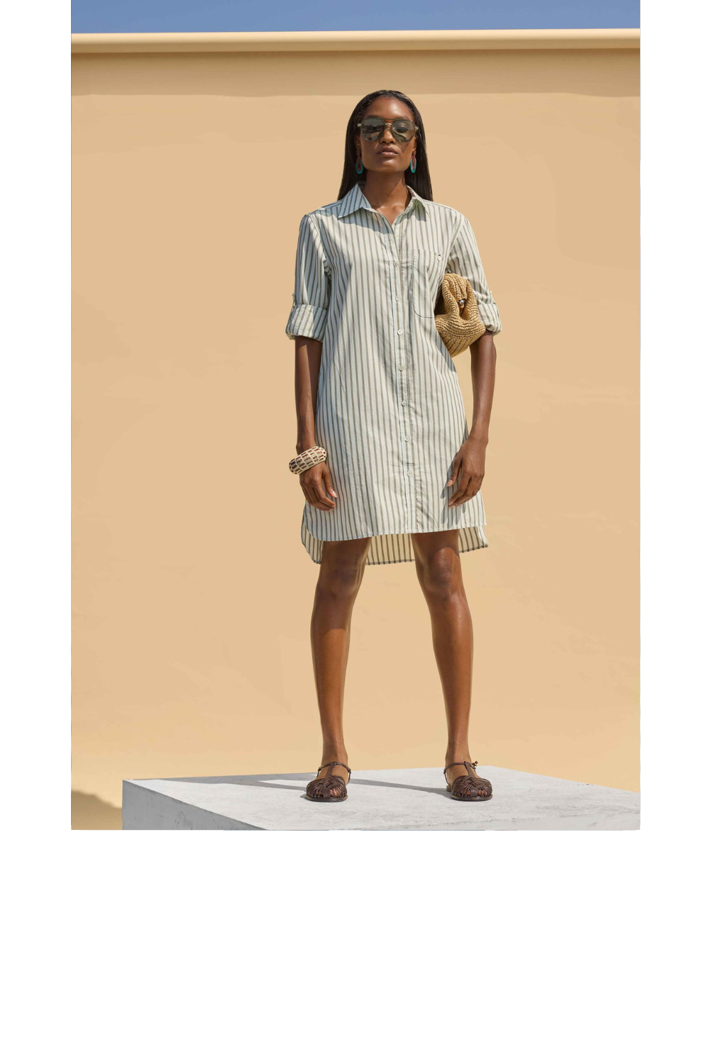 Striped Shirt Dress - Pool Stripe