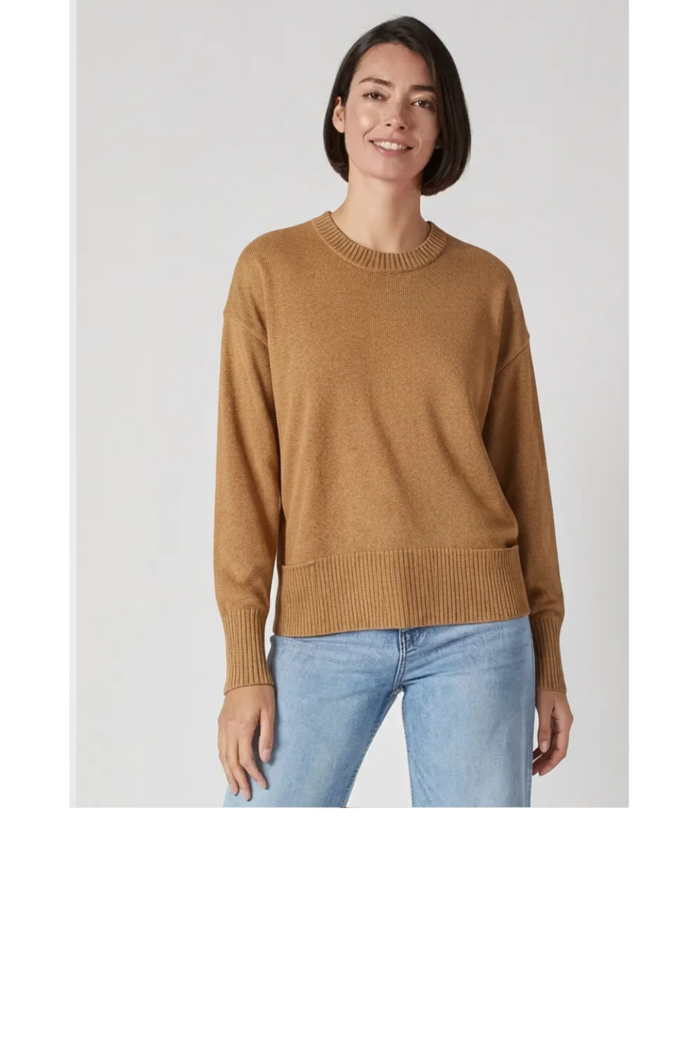 Crewneck Pocket Sweater -Camel