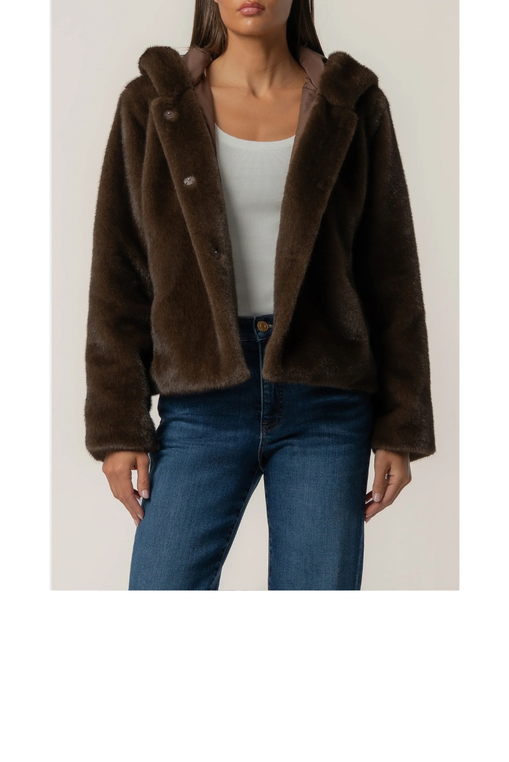 Saskia Faux Fur Jacket — Chocolate