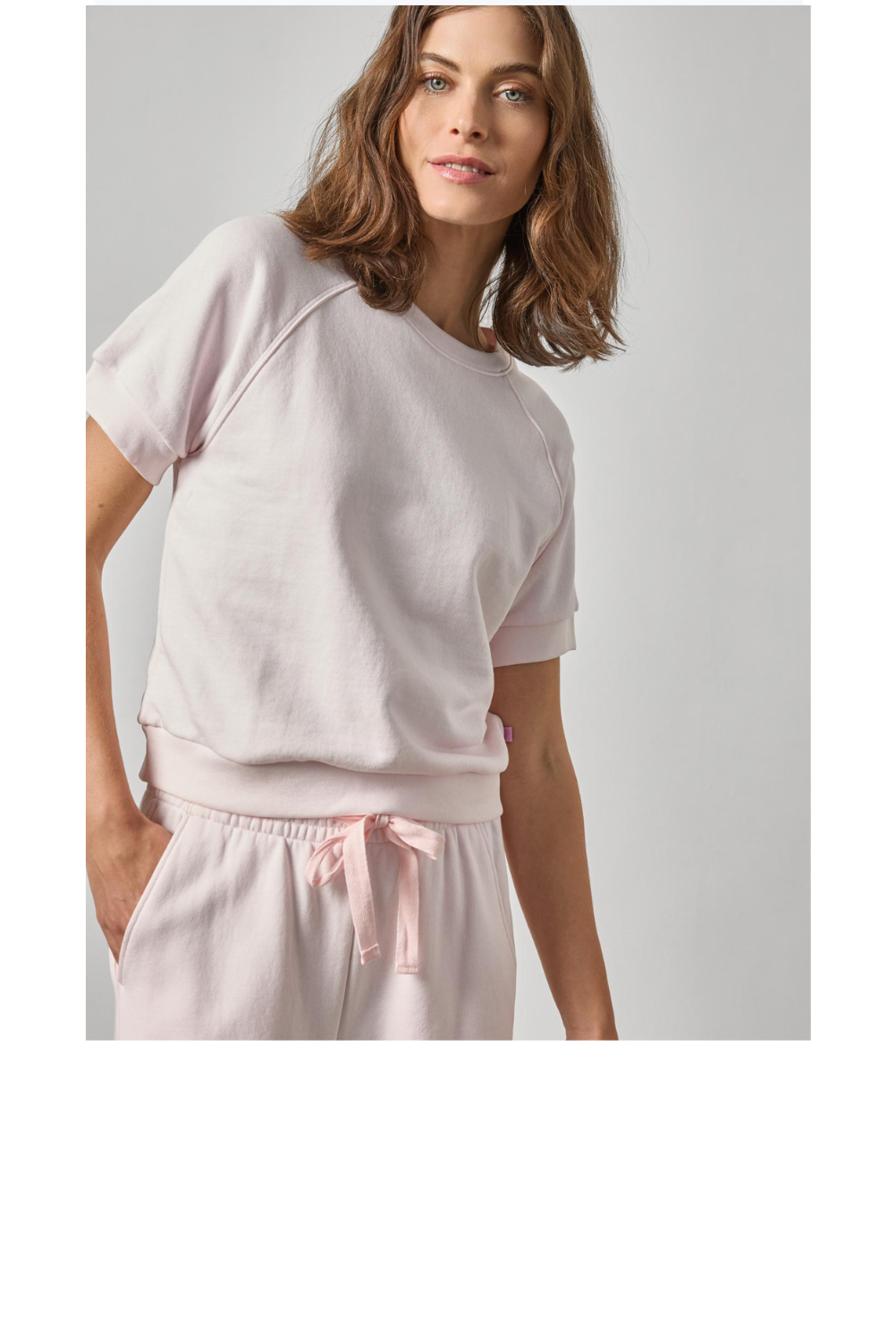 Short Sleeve Terry Sweatshirt - Rosewater