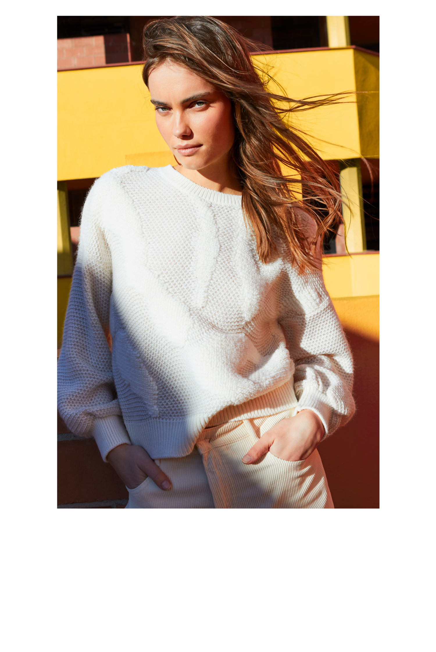Textured Knit Kaplan Sweater - Off White