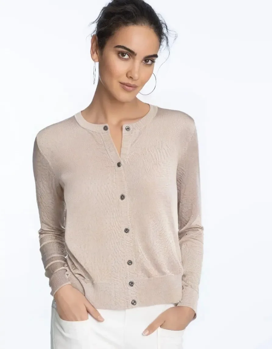 Tissue Weight Cardigan - Sand