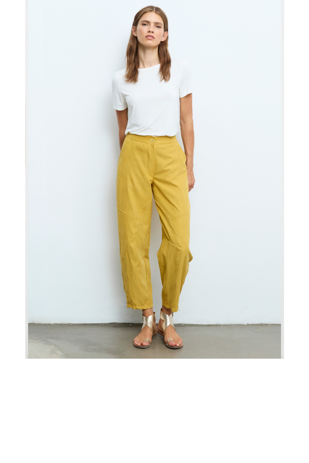 Seamed Soft Barrel Pant - Ochre