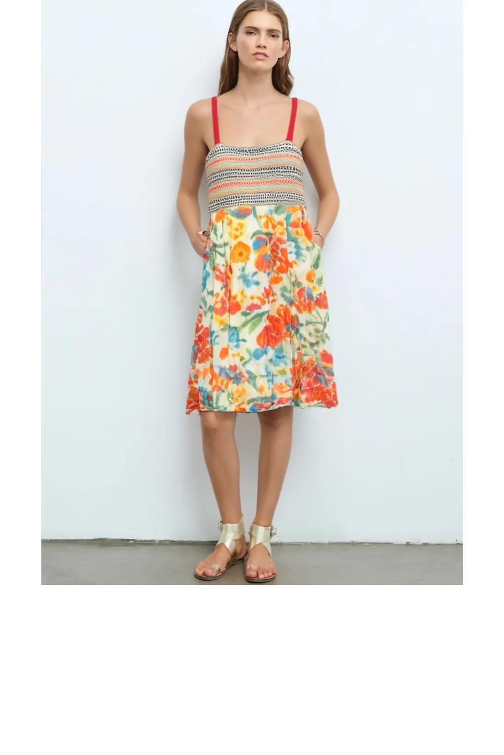 Strappy Mixed Media Dress - Multi