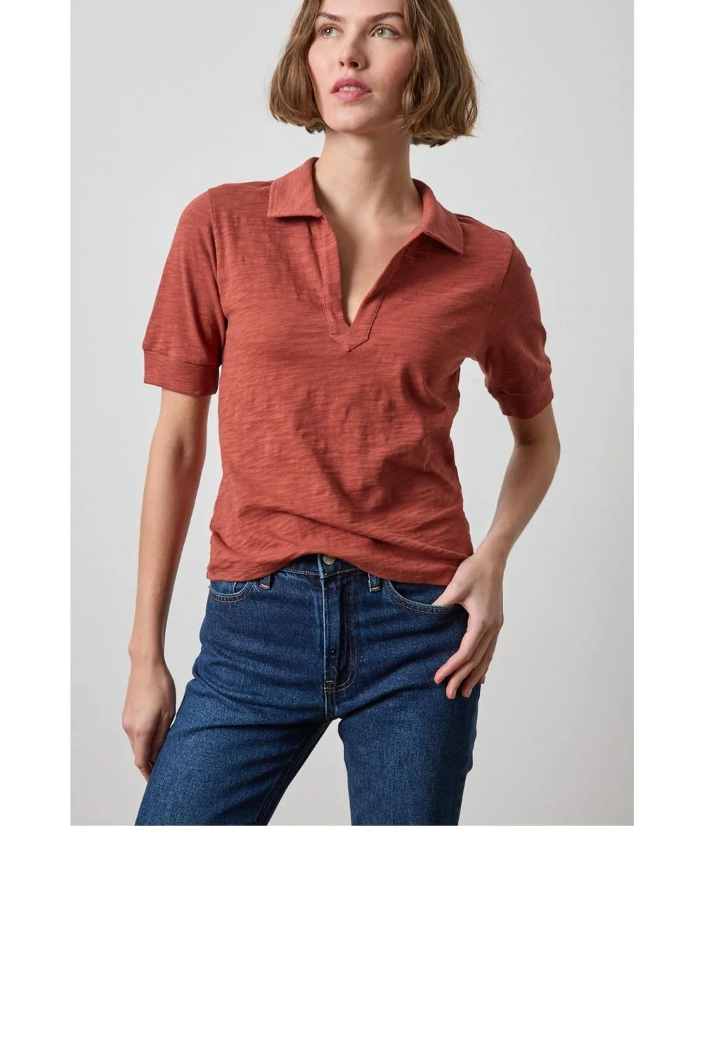 WEBSITE PRODUCT ENTRY-LP-Elbow Sleeve Collared Split Neck-HNA-F.jpg