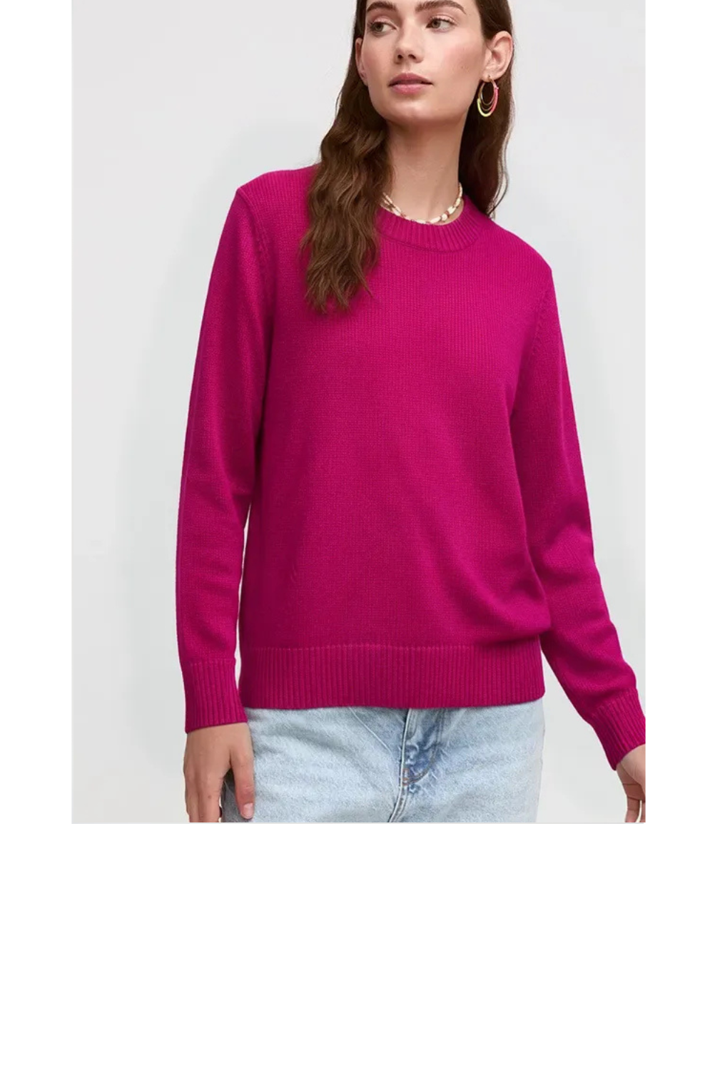 Classic Cotton Jersey Knit Crewneck - Berry