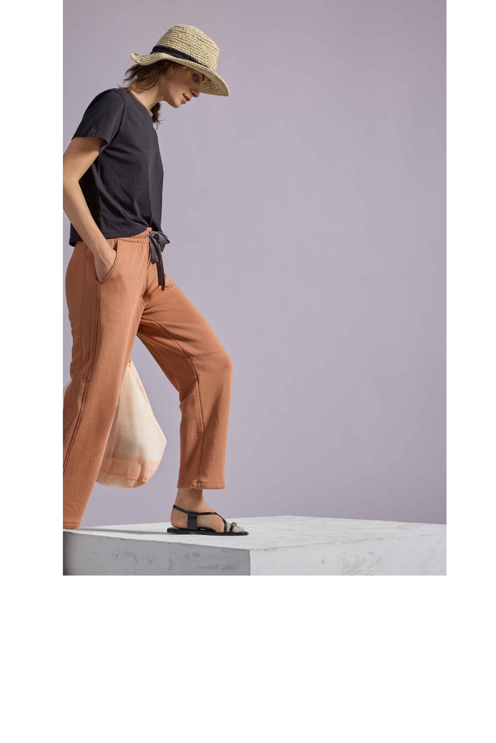 Side Panel Terry Pant - Carob