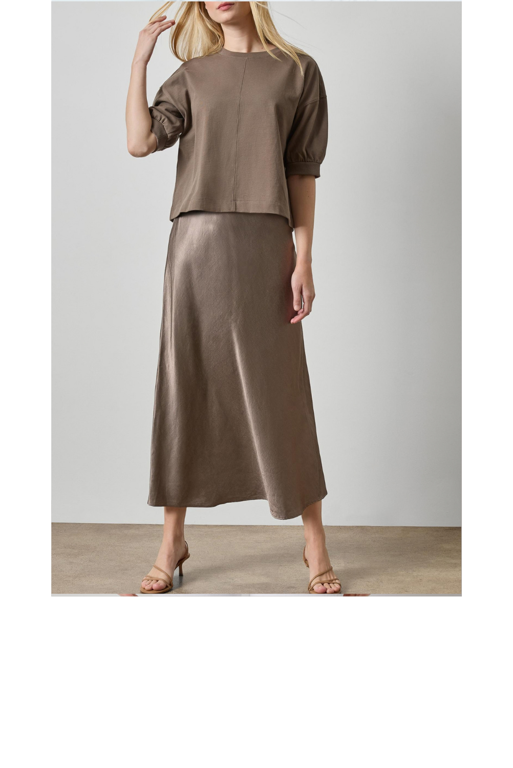 Slub Woven Bias Skirt - Shitake