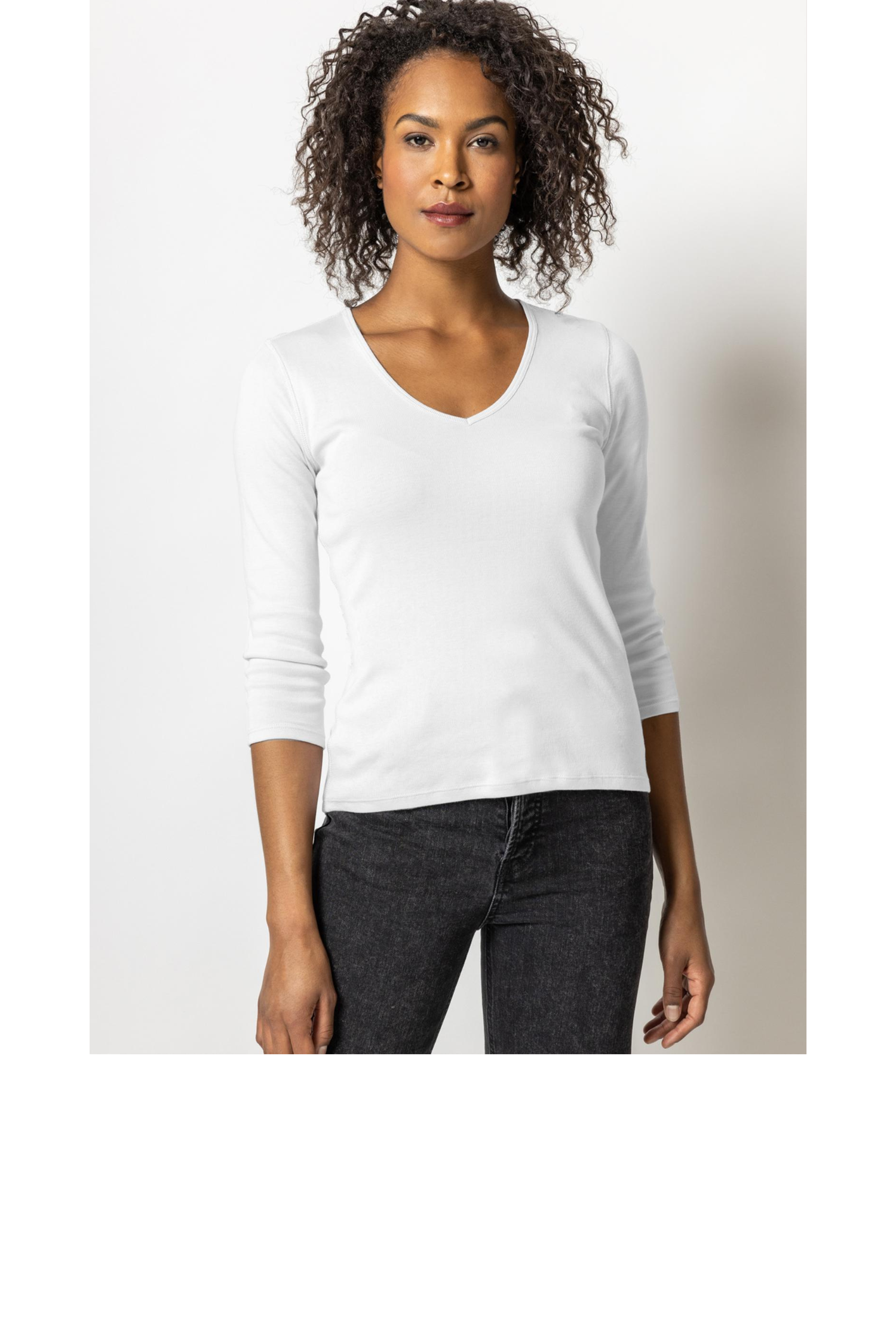 LP-3:4 Sleeve V-Neck-White-F.png