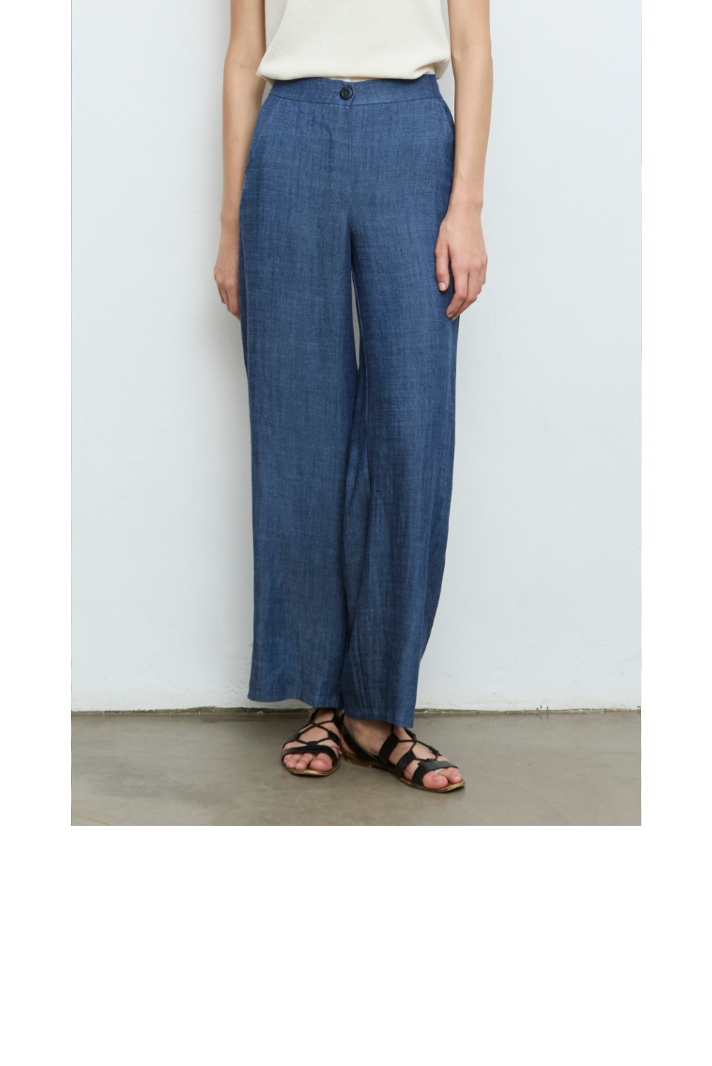 Pull-On Straight Wide Leg Trouser - Chambray
