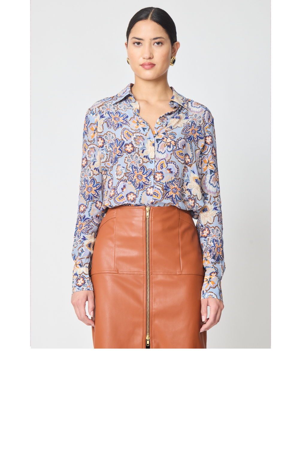 Troy Button Down Blouse - Salisbury Print