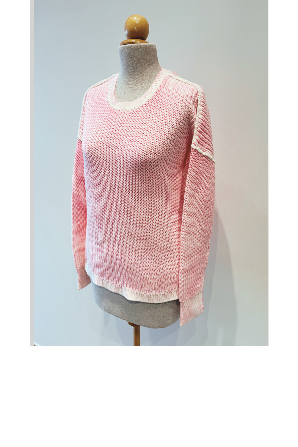 Whitewash Shaker Crewneck Sweater - Bubblegum
