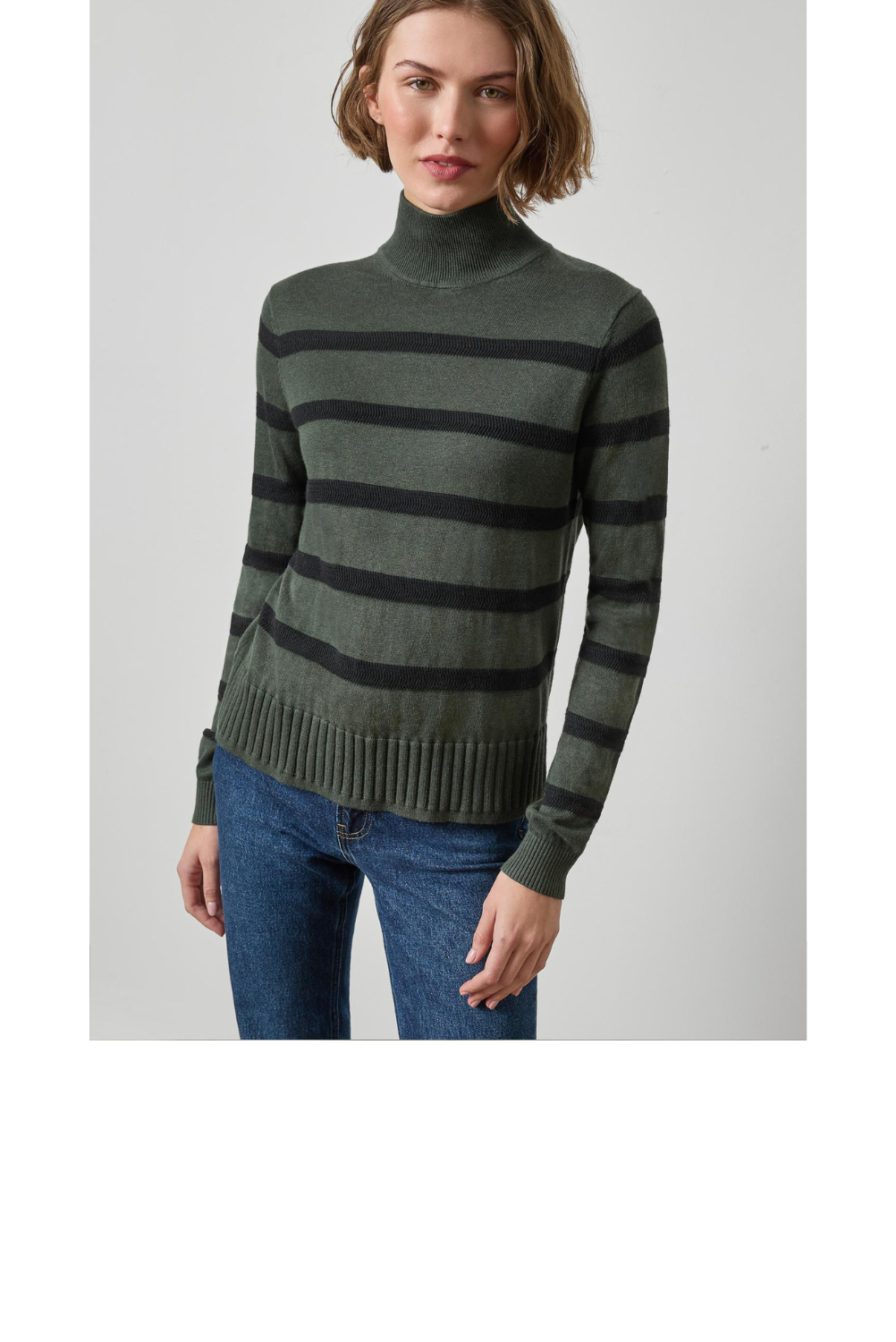 Textured Stripe Turtleneck Sweater - Balsam Stripe
