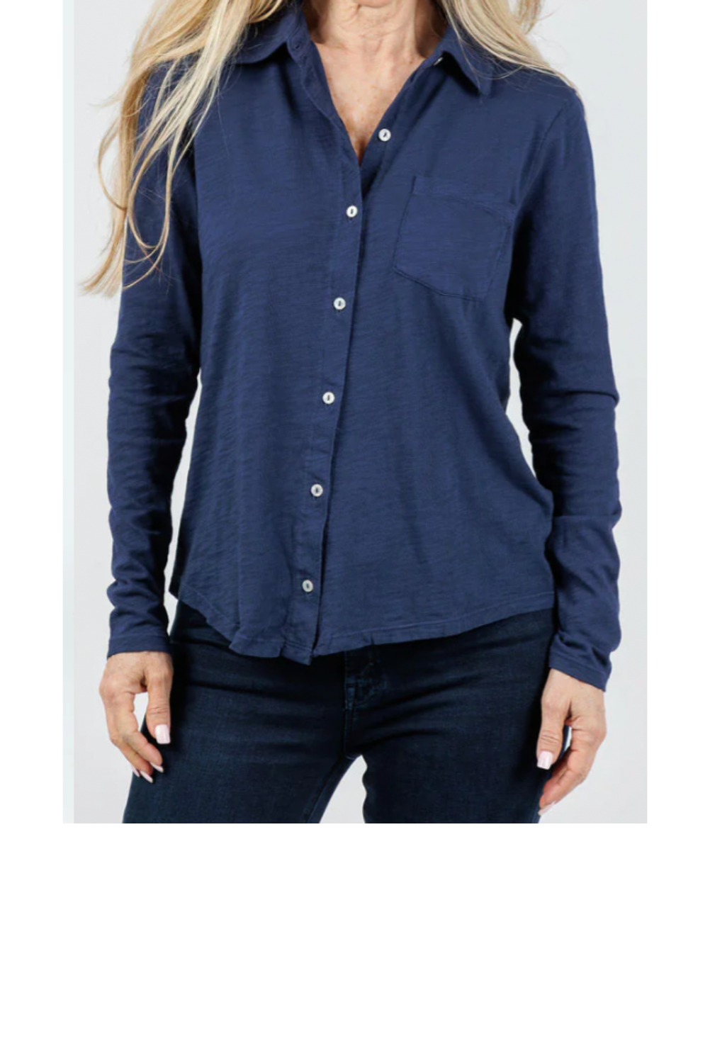 Reese Long Sleeve Button Front - Marine