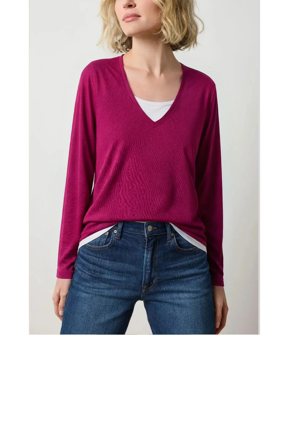 Layered V-Neck Tee - Mulberry
