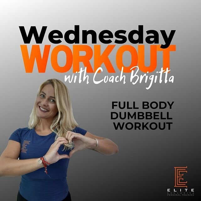 🏋🏼&zwj;♀️COACH BRIGITTA&rsquo;S WEDNESDAY WORKOUT🏋🏼&zwj;♀️
.
➡️SWIPE TO SEE A QUICK 20 MIN WORKOUT➡️
.
1. Walking lunges
2. High plank + hip taps
3. Plank + side steps
4. Single leg glute bridges
5. Squat jumps
.
🔁Do each exercise for 45 sec and