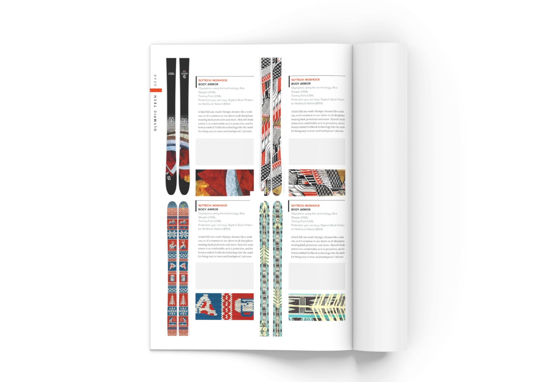 An “Artist Feature” page printed in SKI Magazine’s 2018 Gear Review.