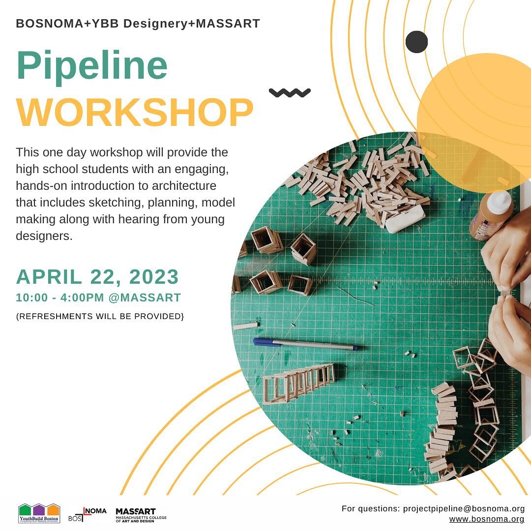 BosNOMA and Youthbuild Boston are excited to offer this one day workshop to high school students where they will engage through a hands on introduction to architecture that includes sketching, planning, model making! The workshop will be held on Apri