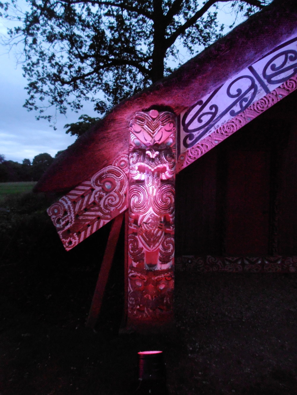  Light and sound installation at Hinemihi by Kura Puke and Stuart Foster, Massey University, New Zealand. 2014 Photo R. O'Callaghan 