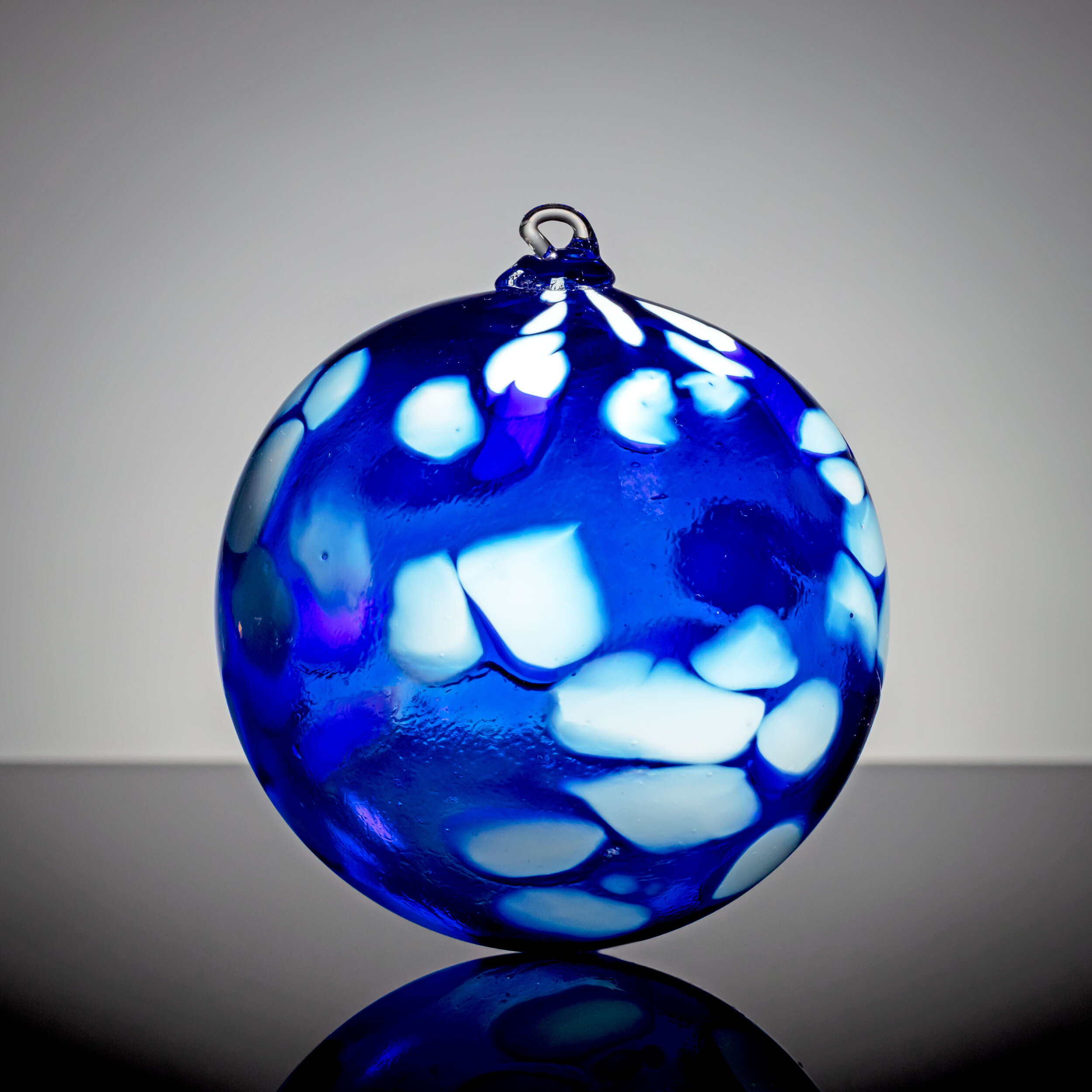 Transparent Blue with White Spots Ornament