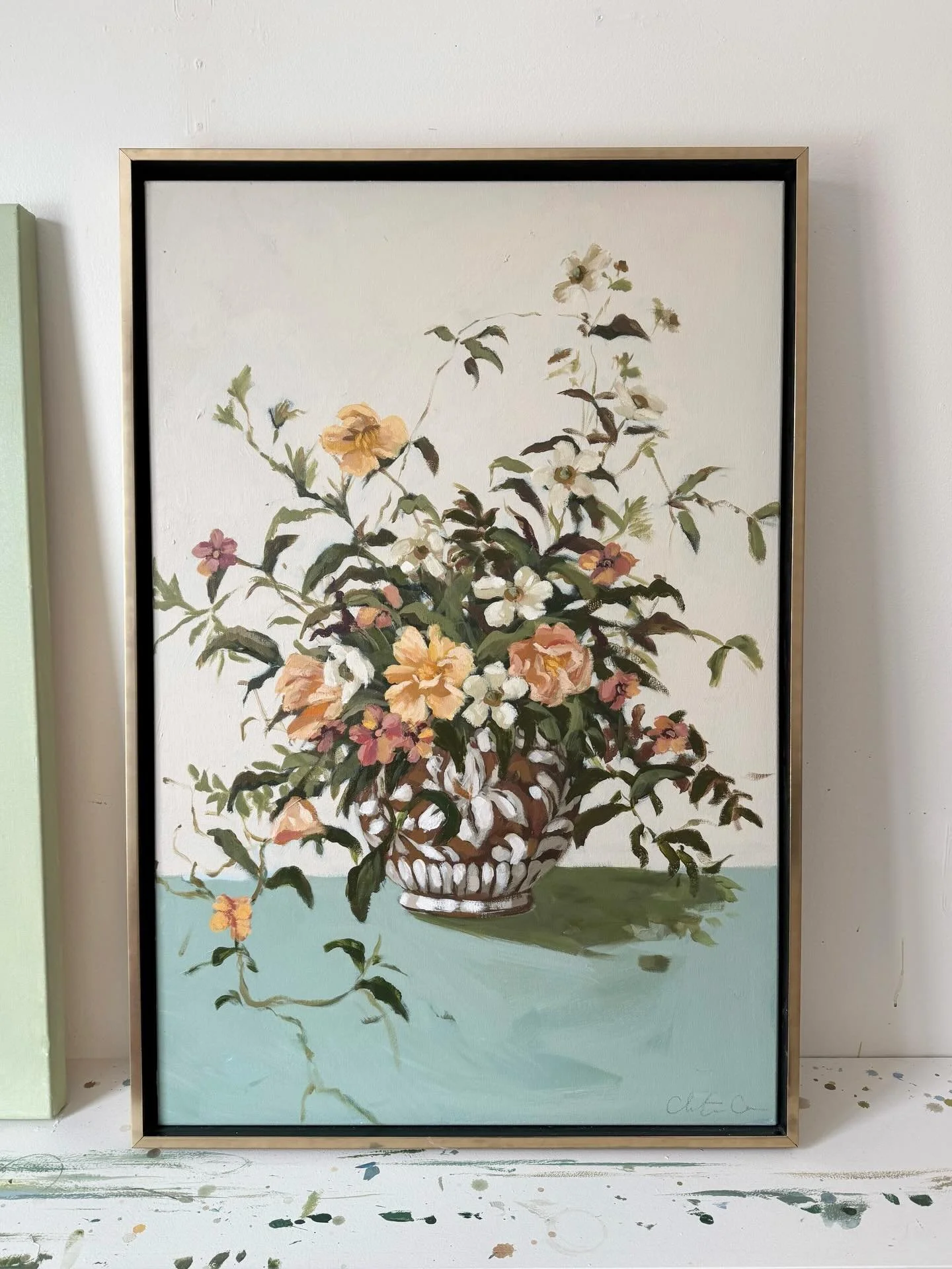 Some florals for the middle of winter ☁️

 24 x 36&rdquo; Peach Pockets 

Available at @nashvilleartistcollective